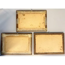 ANTICO TRITTICO STAMPA Dis. Falkaiser INCISIONI LITOGRAFIA ISOLE LAGO MAGGIORE