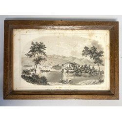 ANTICO TRITTICO STAMPA Dis. Falkaiser INCISIONI LITOGRAFIA ISOLE LAGO MAGGIORE