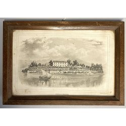 ANTICO TRITTICO STAMPA Dis. Falkaiser INCISIONI LITOGRAFIA ISOLE LAGO MAGGIORE