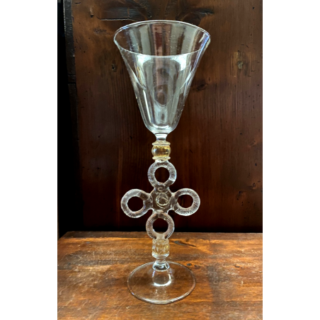 CALICE TIPETTO VENEZIANO VETRO SOFFIATO DI MURANO ORO  26 cm/h VINTAGE '50