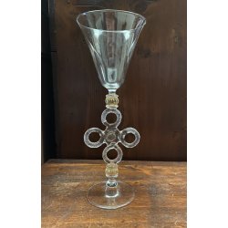 CALICE TIPETTO VENEZIANO VETRO SOFFIATO DI MURANO ORO  26 cm/h VINTAGE '50