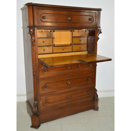 ANTICO SECRETAIRE Umbertino ROVERE epoca 800 RIBALTA SCRITTOIO CASSETTIERA OLD