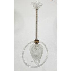 LAMPADARIO VETRO MURANO TRASPARENTE FOGLIE BAROVIER&TOSO VINTAGE LAMP GLASS