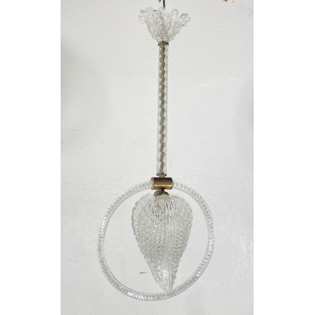 LAMPADARIO VETRO MURANO TRASPARENTE FOGLIE BAROVIER&TOSO VINTAGE LAMP GLASS