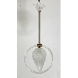 LAMPADARIO VETRO MURANO TRASPARENTE FOGLIE BAROVIER&TOSO VINTAGE LAMP GLASS