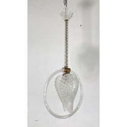 LAMPADARIO VETRO MURANO TRASPARENTE FOGLIE BAROVIER&TOSO VINTAGE LAMP GLASS