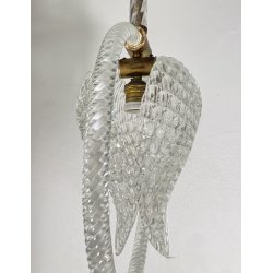 LAMPADARIO VETRO MURANO TRASPARENTE FOGLIE BAROVIER&TOSO VINTAGE LAMP GLASS