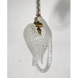 LAMPADARIO VETRO MURANO TRASPARENTE FOGLIE BAROVIER&TOSO VINTAGE LAMP GLASS