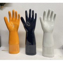 SET 3 STAMPI CERAMICA GUANTO PIRELLI ITALY 1980 MANO LATTICE