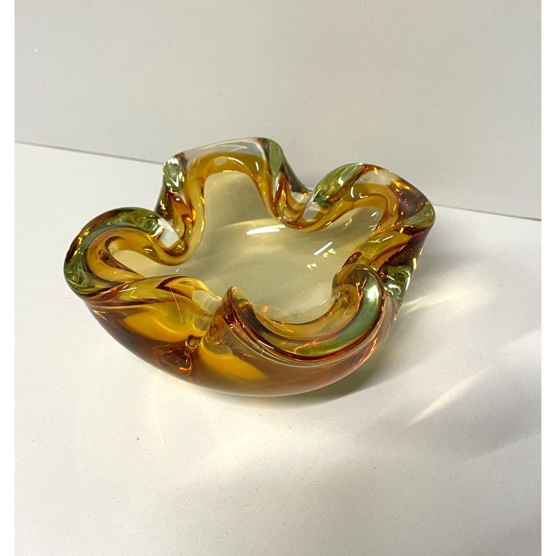 CIOTOLA POSACENERE VETRO SOMMERSO MURANO SVUOTA TASCHE COLOR AMBRA VERDE ITALIA