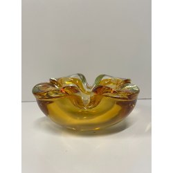 CIOTOLA POSACENERE VETRO SOMMERSO MURANO SVUOTA TASCHE COLOR AMBRA VERDE ITALIA