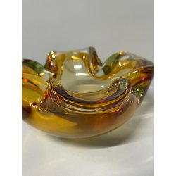 CIOTOLA POSACENERE VETRO SOMMERSO MURANO SVUOTA TASCHE COLOR AMBRA VERDE ITALIA