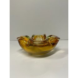 CIOTOLA POSACENERE VETRO SOMMERSO MURANO SVUOTA TASCHE COLOR AMBRA VERDE ITALIA