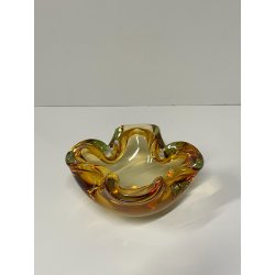 CIOTOLA POSACENERE VETRO SOMMERSO MURANO SVUOTA TASCHE COLOR AMBRA VERDE ITALIA