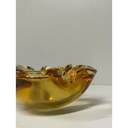 CIOTOLA POSACENERE VETRO SOMMERSO MURANO SVUOTA TASCHE COLOR AMBRA VERDE ITALIA