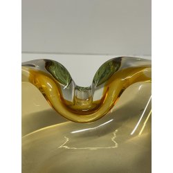 CIOTOLA POSACENERE VETRO SOMMERSO MURANO SVUOTA TASCHE COLOR AMBRA VERDE ITALIA