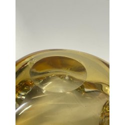 CIOTOLA POSACENERE VETRO SOMMERSO MURANO SVUOTA TASCHE COLOR AMBRA VERDE ITALIA