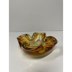 CIOTOLA POSACENERE VETRO SOMMERSO MURANO SVUOTA TASCHE COLOR AMBRA VERDE ITALIA