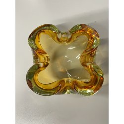 CIOTOLA POSACENERE VETRO SOMMERSO MURANO SVUOTA TASCHE COLOR AMBRA VERDE ITALIA