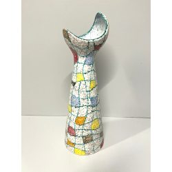 VASO CERAMICA ANNI 50 DECORO GEOMETRICO COLORATO FIRMATO S.I.C DEISGN VINTAGE