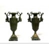 ANTICA COPPIA VASO ANFORA BRONZO MARMO SCULTURA LIBERTY BASSORILIEVO OLD VASE  