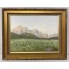 ANTICO PICCOLO DIPINTO OLIO PAESAGGIO MONTANO DIVISIONISTA IMPRESSIONISTA '900
