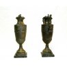 ANTICA COPPIA VASO ANFORA BRONZO MARMO SCULTURA LIBERTY BASSORILIEVO OLD VASE  