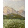 ANTICO PICCOLO DIPINTO OLIO PAESAGGIO MONTANO DIVISIONISTA IMPRESSIONISTA '900