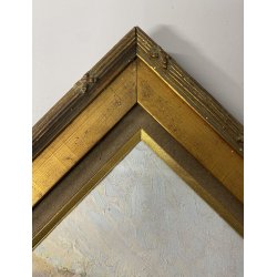 ANTICO PICCOLO DIPINTO OLIO PAESAGGIO MONTANO DIVISIONISTA IMPRESSIONISTA '900