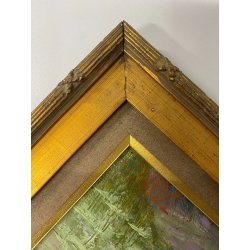 ANTICO PICCOLO DIPINTO OLIO PAESAGGIO MONTANO DIVISIONISTA IMPRESSIONISTA '900