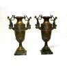 ANTICA COPPIA VASO ANFORA BRONZO MARMO SCULTURA LIBERTY BASSORILIEVO OLD VASE  