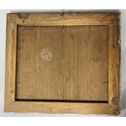 ANTICO PICCOLO DIPINTO OLIO SCORCIO PAESAGGIO CAMPAGNA STRADA CASALE PORTONE