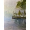 ANTICO PICCOLO DIPINTO OLIO PAESAGGIO VEDUTA STRESA BAVENO LAGO MAGGIORE '900