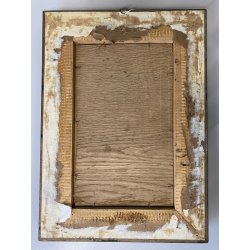 ANTICO PICCOLO DIPINTO OLIO SCORCIO PAESE CAMPAGNA STRADA PORTONE GUILLOCHE '900