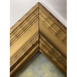 ANTICO PICCOLO DIPINTO OLIO SCORCIO PAESE CAMPAGNA STRADA PORTONE GUILLOCHE '900