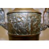 ANTICA COPPIA VASO ANFORA BRONZO MARMO SCULTURA LIBERTY BASSORILIEVO OLD VASE  