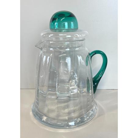 GRANDE BROCCA VETRO REFRIGERANTE PORTA GHIACCIO TRASPARENTE VERDE ACQUA 2,5L