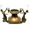 ANTICA COPPIA VASO ANFORA BRONZO MARMO SCULTURA LIBERTY BASSORILIEVO OLD VASE  