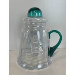 GRANDE BROCCA VETRO REFRIGERANTE PORTA GHIACCIO TRASPARENTE VERDE ACQUA 2,5L