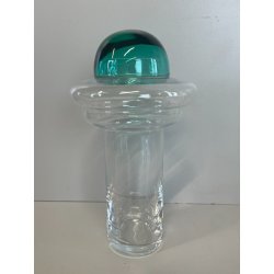 GRANDE BROCCA VETRO REFRIGERANTE PORTA GHIACCIO TRASPARENTE VERDE ACQUA 2,5L