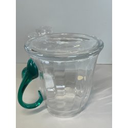 GRANDE BROCCA VETRO REFRIGERANTE PORTA GHIACCIO TRASPARENTE VERDE ACQUA 2,5L