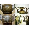 ANTICA COPPIA VASO ANFORA BRONZO MARMO SCULTURA LIBERTY BASSORILIEVO OLD VASE  