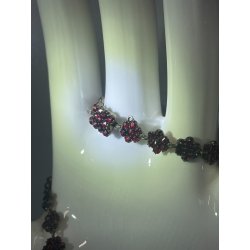 STUPENDA ANTICA COLLANA VITTORIANA GRANATO BOEMIA FIORE TOMBAK COLLIER NECKLACE