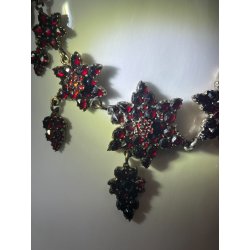 STUPENDA ANTICA COLLANA VITTORIANA GRANATO BOEMIA FIORE TOMBAK COLLIER NECKLACE