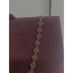 STUPENDA ANTICA COLLANA VITTORIANA GRANATO BOEMIA FIORE TOMBAK COLLIER NECKLACE