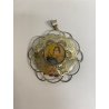 GRANDE MEDAGLIONE CIONDOLO CAPOCULLA MADONNA con BAMBINO RELIGIOSO ARGENTO 925