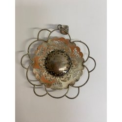 GRANDE MEDAGLIONE CIONDOLO CAPOCULLA MADONNA con BAMBINO RELIGIOSO ARGENTO 925