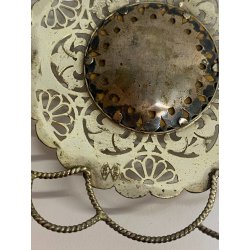 GRANDE MEDAGLIONE CIONDOLO CAPOCULLA MADONNA con BAMBINO RELIGIOSO ARGENTO 925