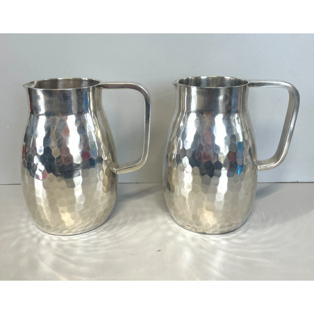 COPPIA BROCCHE BOCCALI GIO PONTI ANNI 50 CALDERONI ALPACCA MARTELLATO ARGENTATO