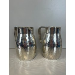 COPPIA BROCCHE BOCCALI GIO PONTI ANNI 50 CALDERONI ALPACCA MARTELLATO ARGENTATO